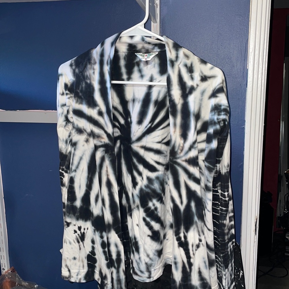 Black and white Tie dye open front cardigan